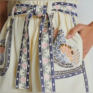 Anthropologie Annaleigh High Rise Embroidered Shorts Small